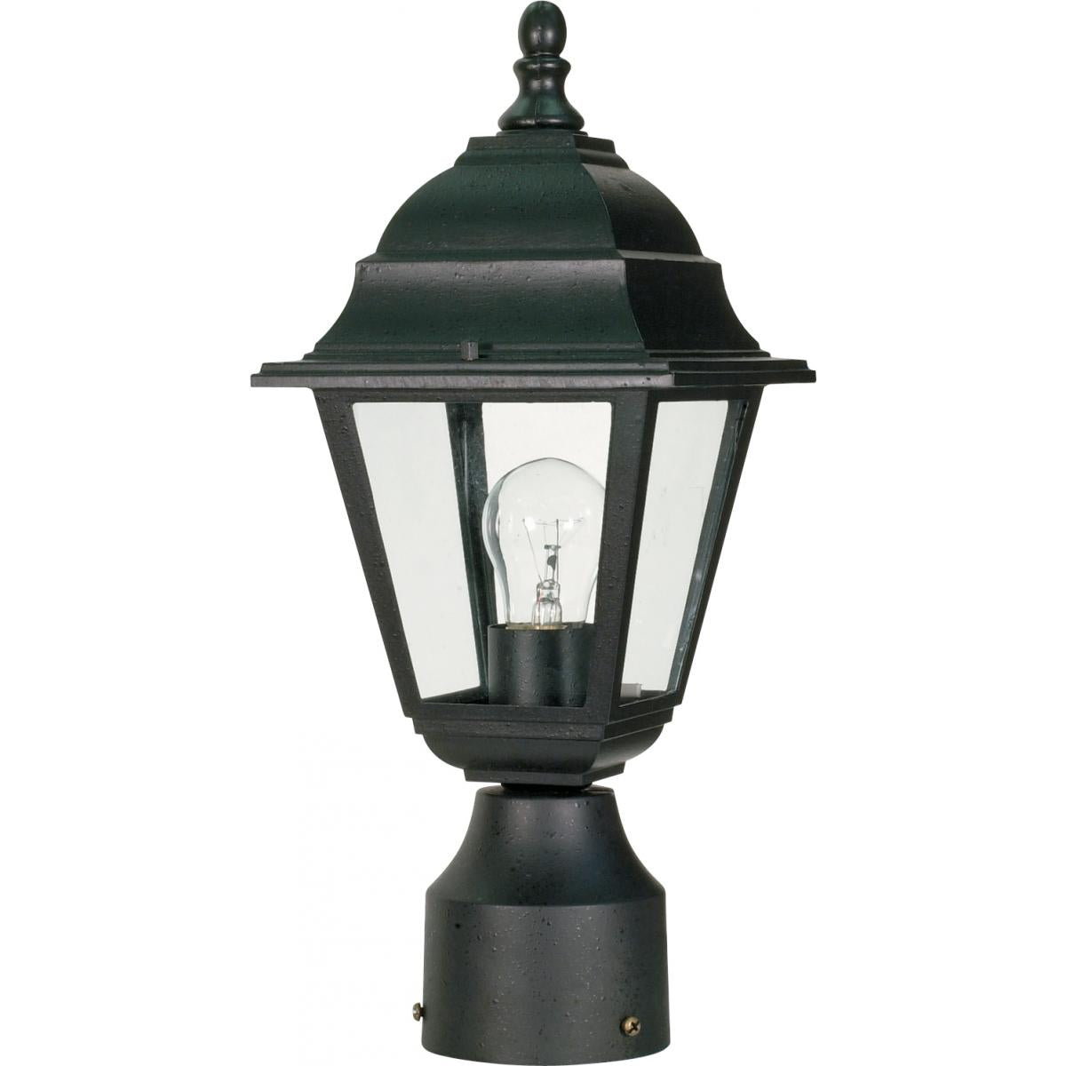 Briton - 1 Light 14'' Post Lantern with Clear Glass - Textured Black Finish - Satco 60-548