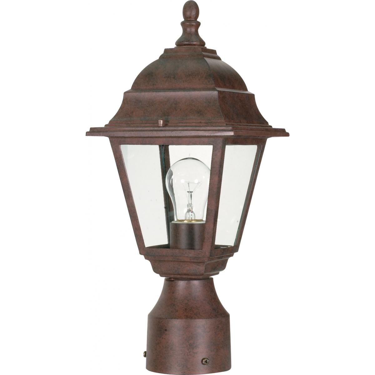 Briton - 1 Light 14" Post Lantern with Clear Seeded Glass - Old Bronze Finish - Satco 60-547