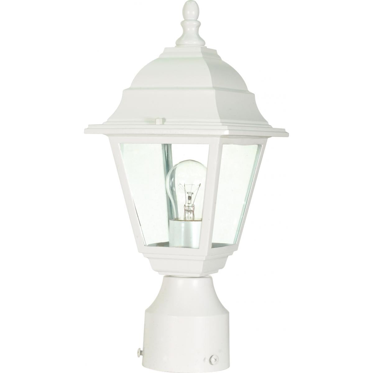 Briton - 1 Light 14" Post Lantern with Clear Seeded Glass - White Finish - Satco 60-546