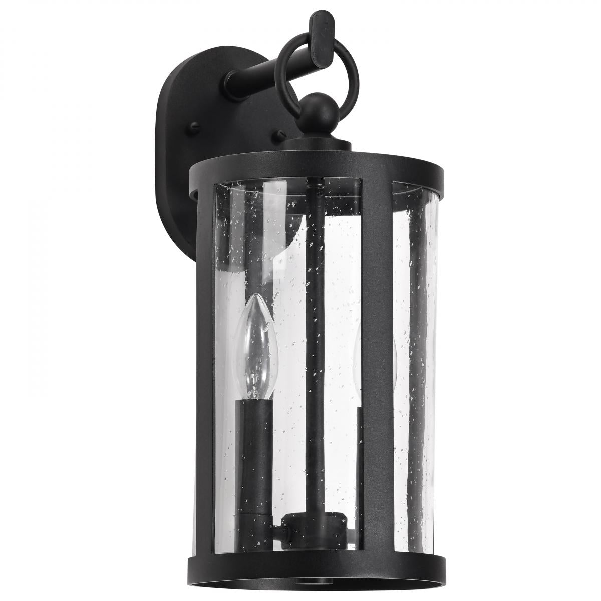 Broadstone - 2 Light Large Wall Lantern - Matte Black with Clear Seeded Glass - Satco 60-8113