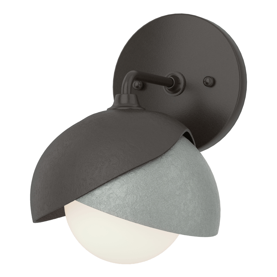 Brooklyn 1-Light Double Shade Bath Sconce - Oil Rubbed Bronze - Vintage Platinum Accent by Hubbardton Forge