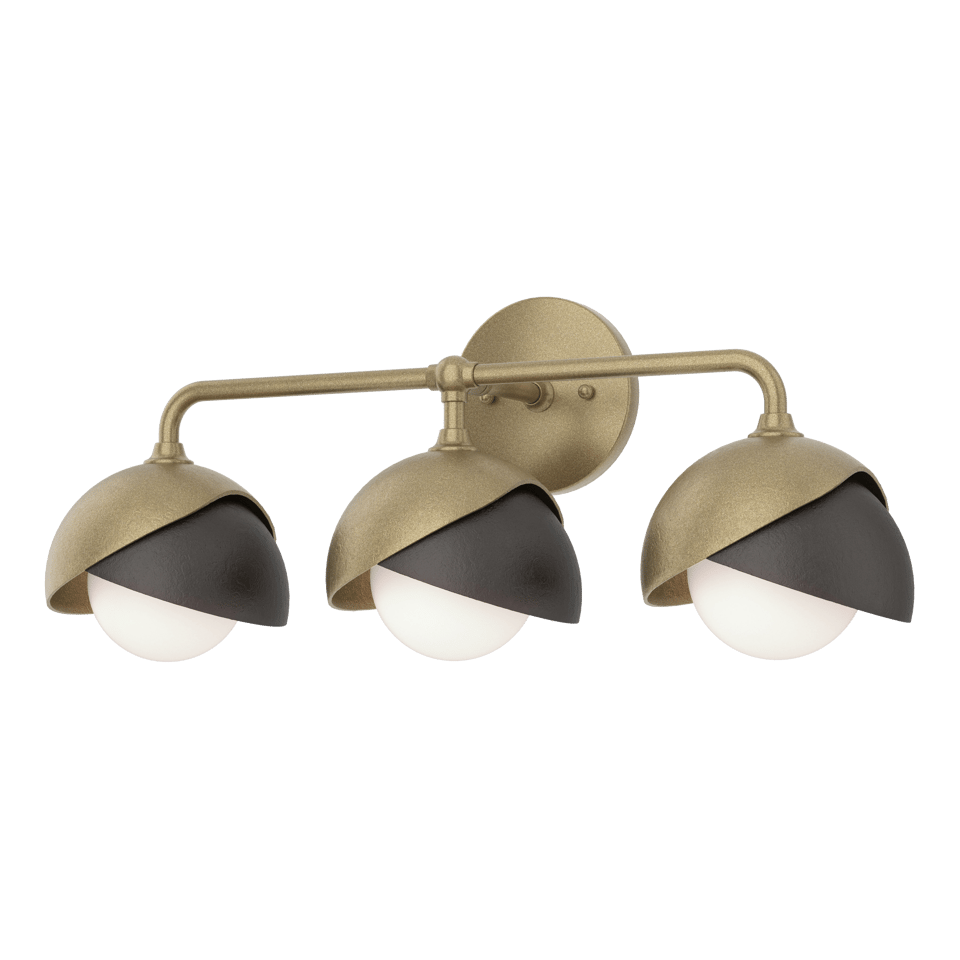 Brooklyn 3-Light Double Shade Bath Sconce - Soft Gold - Oil Rubbed Bronze Accent by Hubbardton Forge