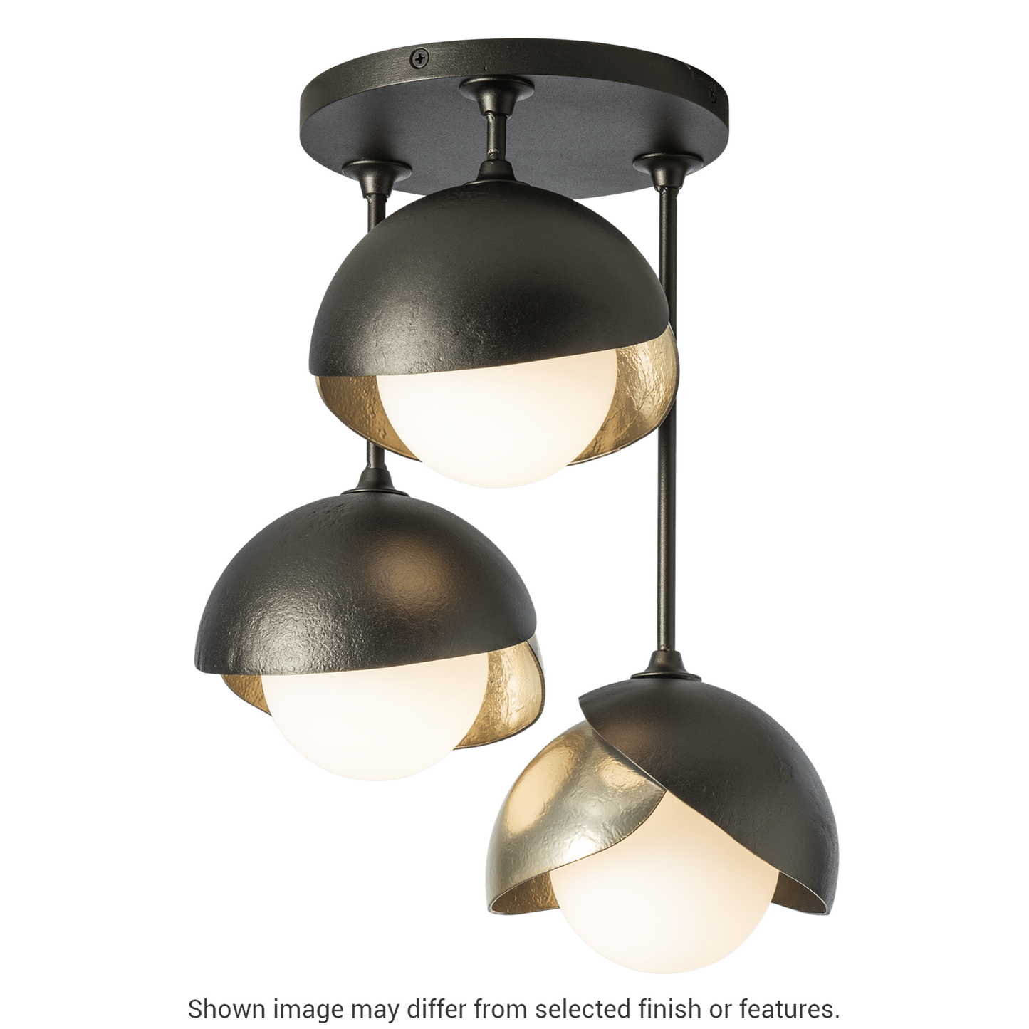 Brooklyn 3-Light Double Shade Semi-Flush - White by Hubbardton Forge