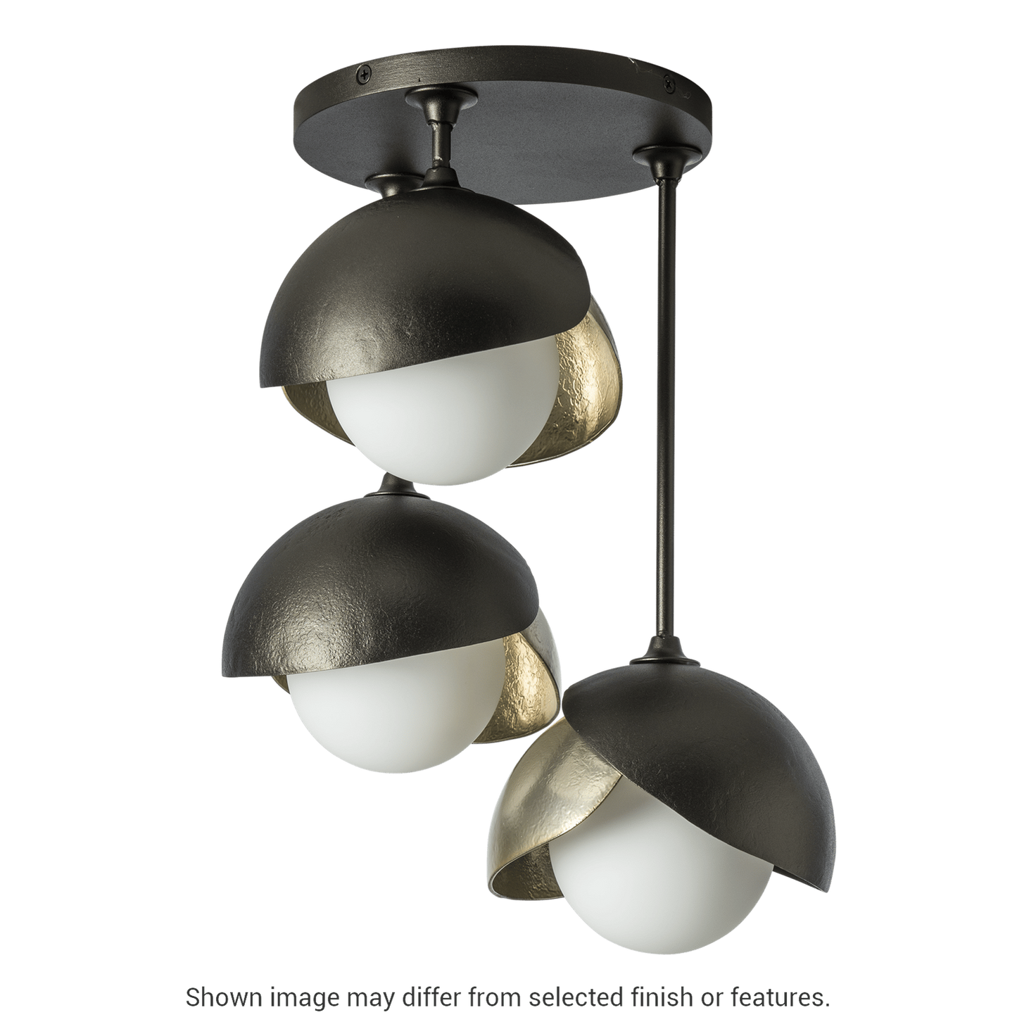 Brooklyn 3-Light Double Shade Semi-Flush - White by Hubbardton Forge