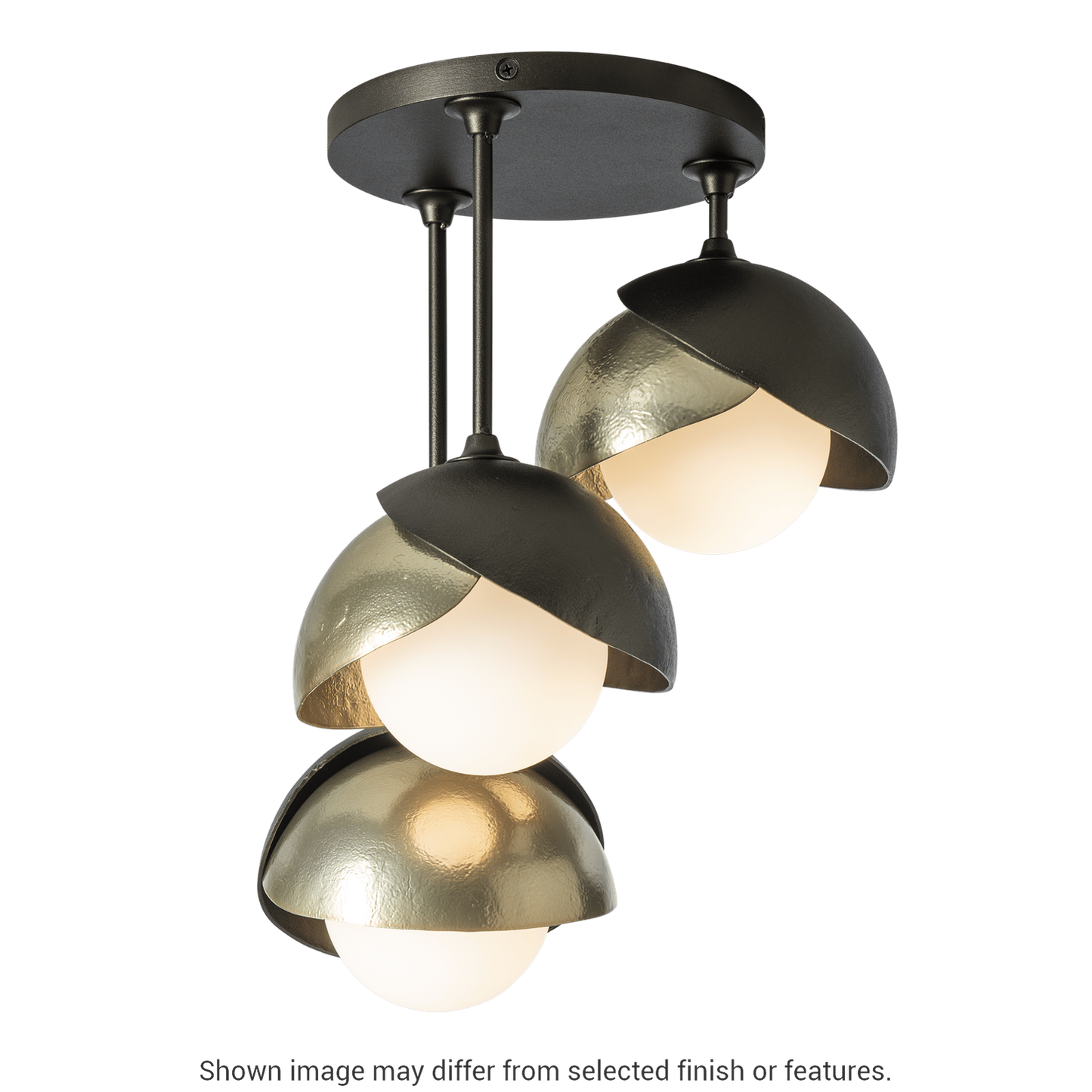 Brooklyn 3-Light Double Shade Semi-Flush - White by Hubbardton Forge