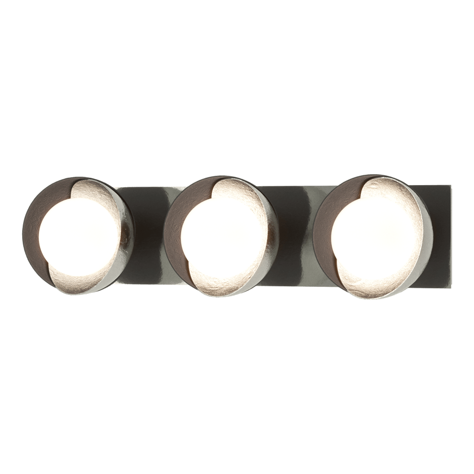Brooklyn 3-Light Straight Double Shade Bath Sconce - Sterling - Black Accent by Hubbardton Forge