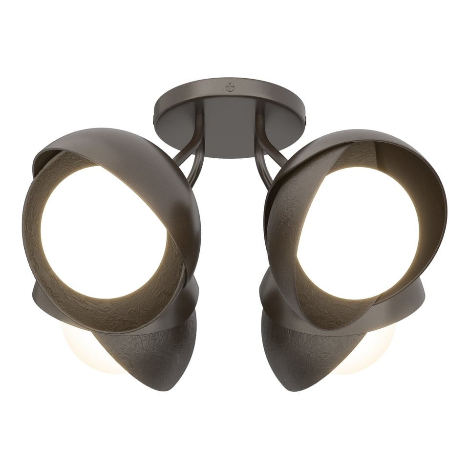 Brooklyn 4-Light Double Shade Semi-Flush - Oil Rubbed Bronze by Hubbardton Forge