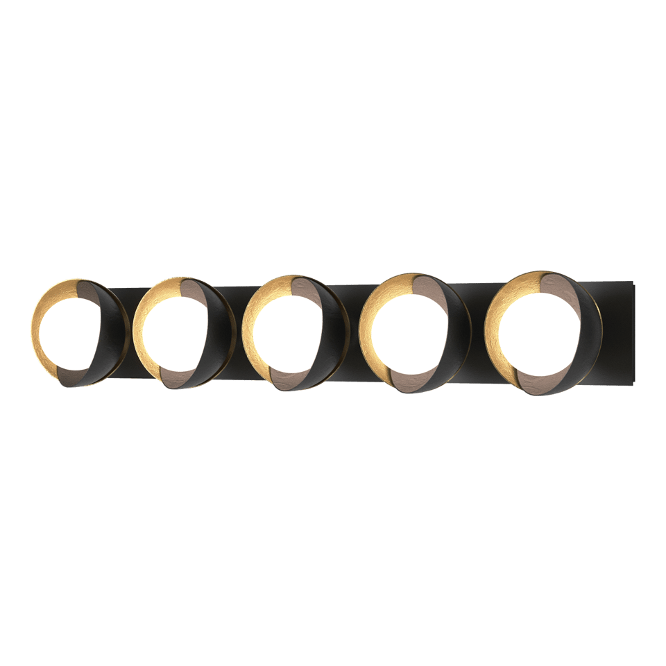 Brooklyn 5-Light Straight Double Shade Bath Sconce - Black - Modern Brass Accent by Hubbardton Forge