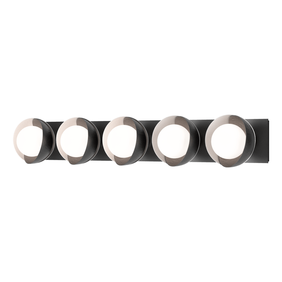 Brooklyn 5-Light Straight Double Shade Bath Sconce - Black - White Accent by Hubbardton Forge