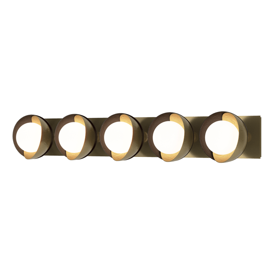 Brooklyn 5-Light Straight Double Shade Bath Sconce - Modern Brass - Oil Rubbed Bronze Accent by Hubbardton Forge
