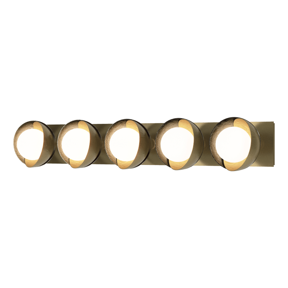 Brooklyn 5-Light Straight Double Shade Bath Sconce - Modern Brass - Sterling Accent by Hubbardton Forge