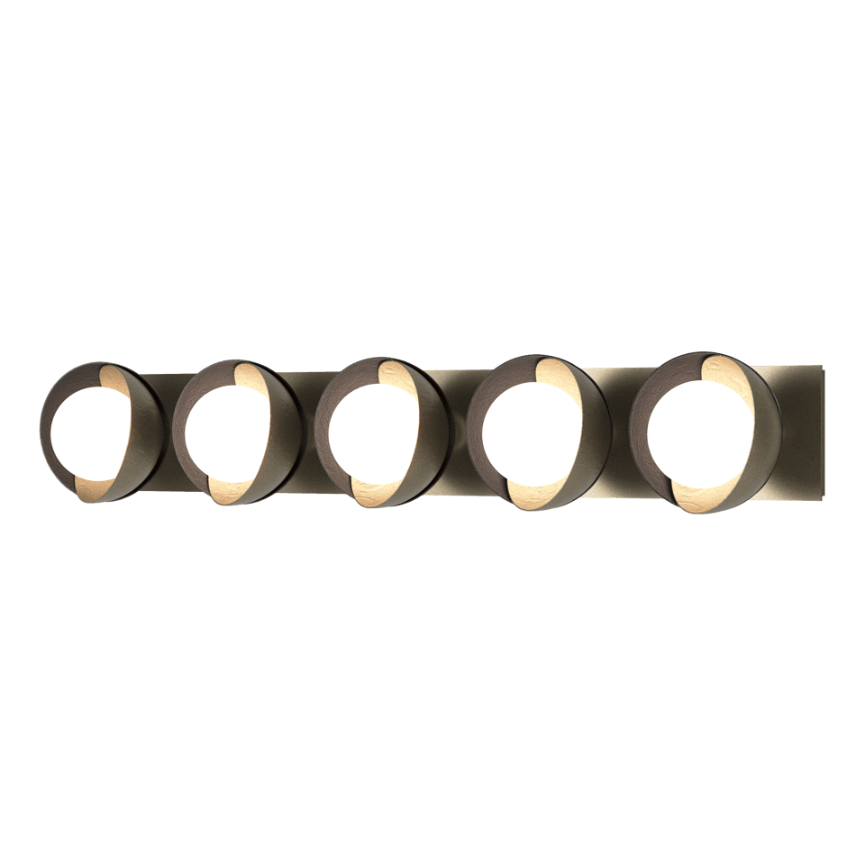 Brooklyn 5-Light Straight Double Shade Bath Sconce - Soft Gold - Black Accent by Hubbardton Forge