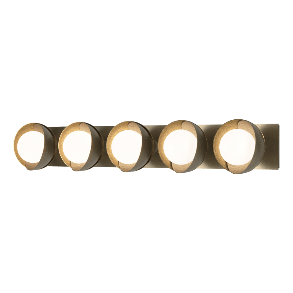Brooklyn 5-Light Straight Double Shade Bath Sconce - Soft Gold - Modern Brass Accent by Hubbardton Forge