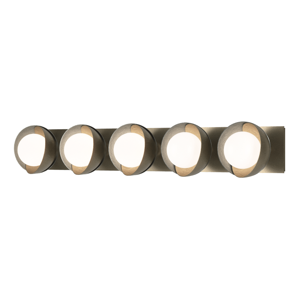 Brooklyn 5-Light Straight Double Shade Bath Sconce - Soft Gold - Vintage Platinum Accent by Hubbardton Forge