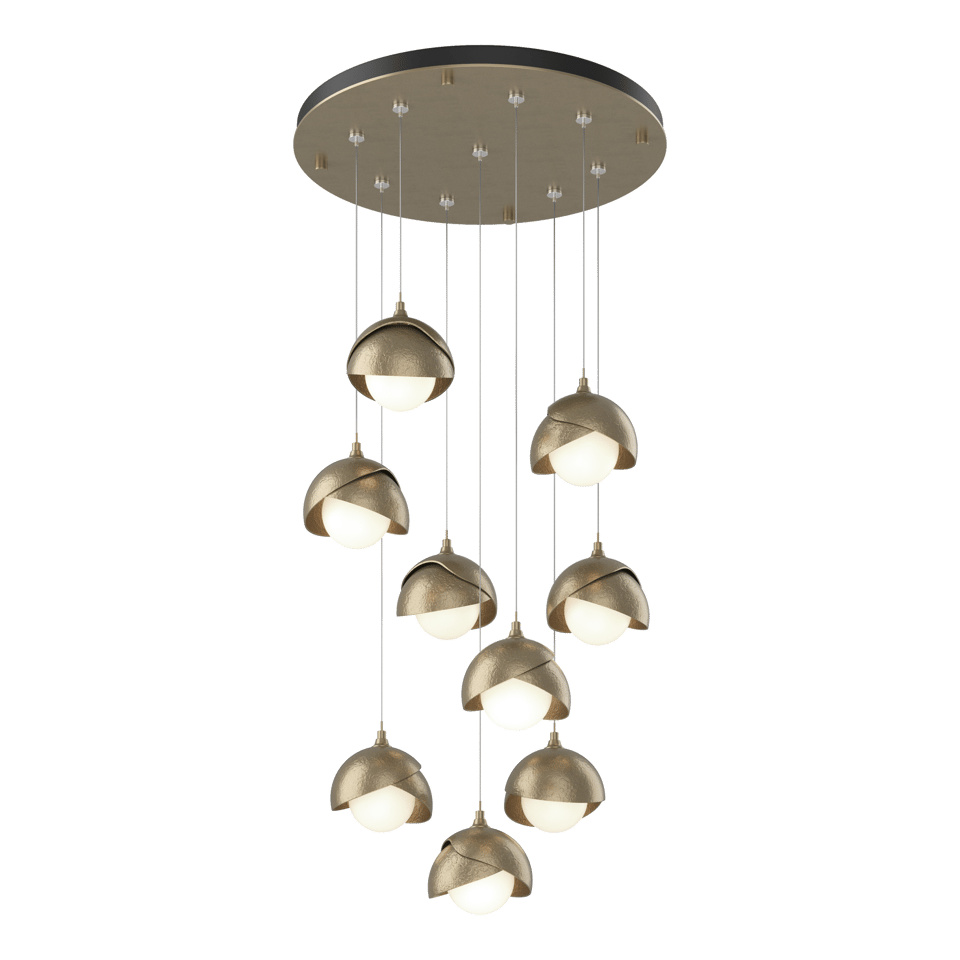 Brooklyn 9-Light Double Shade Pendant - Soft Gold by Hubbardton Forge