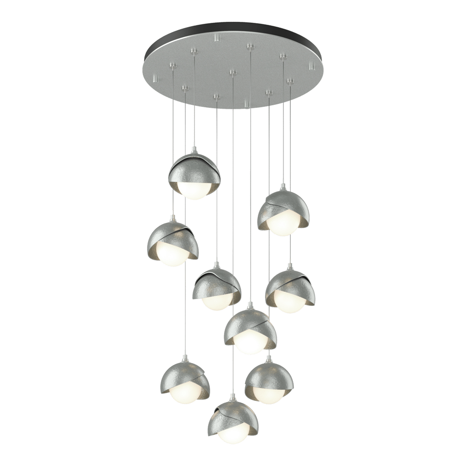 Brooklyn 9-Light Double Shade Pendant - Vintage Platinum by Hubbardton Forge