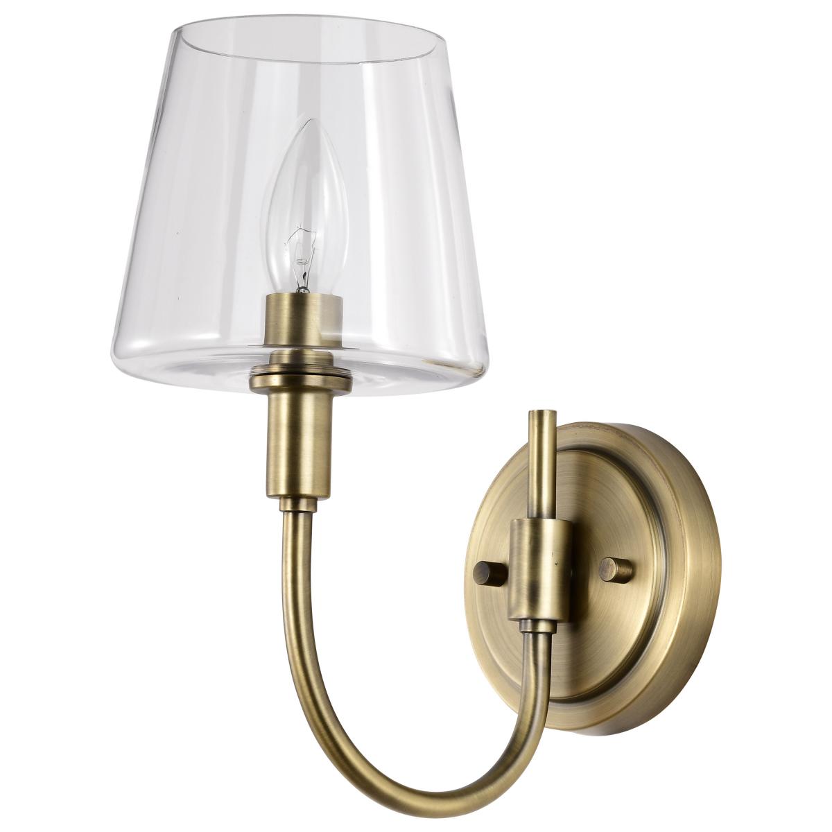 Brookside 1 Light Sconce - Vintage Brass Finish - Clear Glass - Satco 60-7881