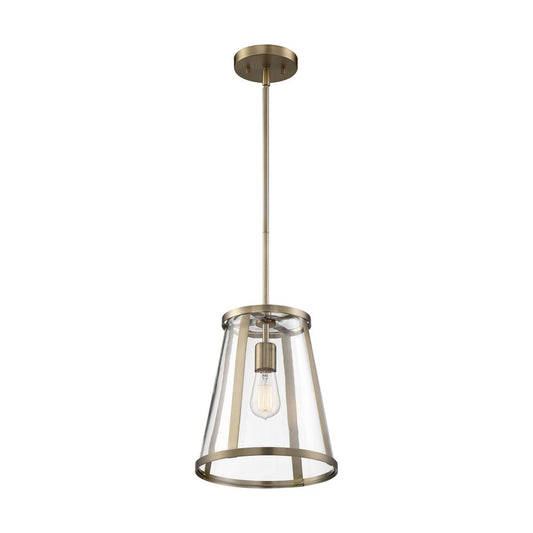 Bruge - 1 Light Pendant - with Clear Glass - Burnished Brass Finish - Satco 60-6697
