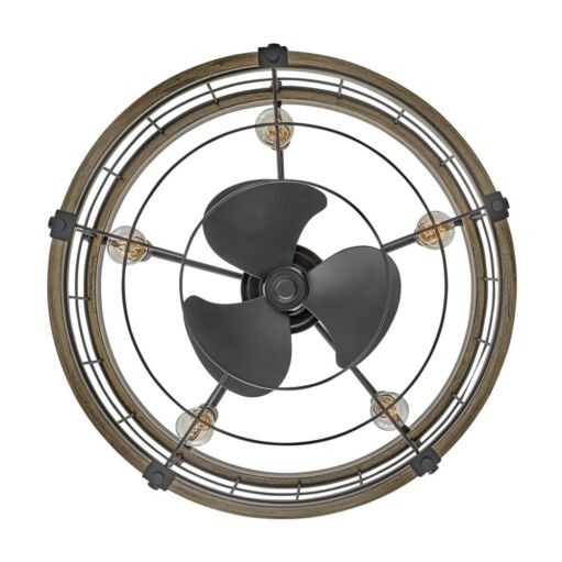 Bryce 27" LED Fandelier - Matte Black with Driftwood Accents by Hinkley Lighting