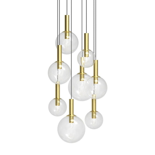 Bubbles 8-Light Chandelier - Satin Brass by SONNEMAN