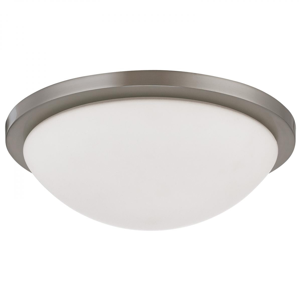 Button - 13 Inch LED Flush Mount Fixture - Brushed Nickel Finish - CCT Selectable - 120 Volts - Satco 62-1843