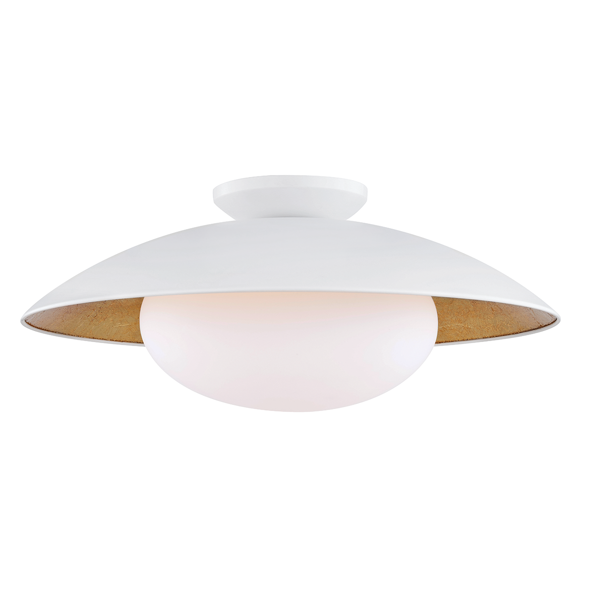 Cadence Semi Flush - 1-Light - White Lustro/Gold Leaf Combo - Mitzi H368601L-WH/GL