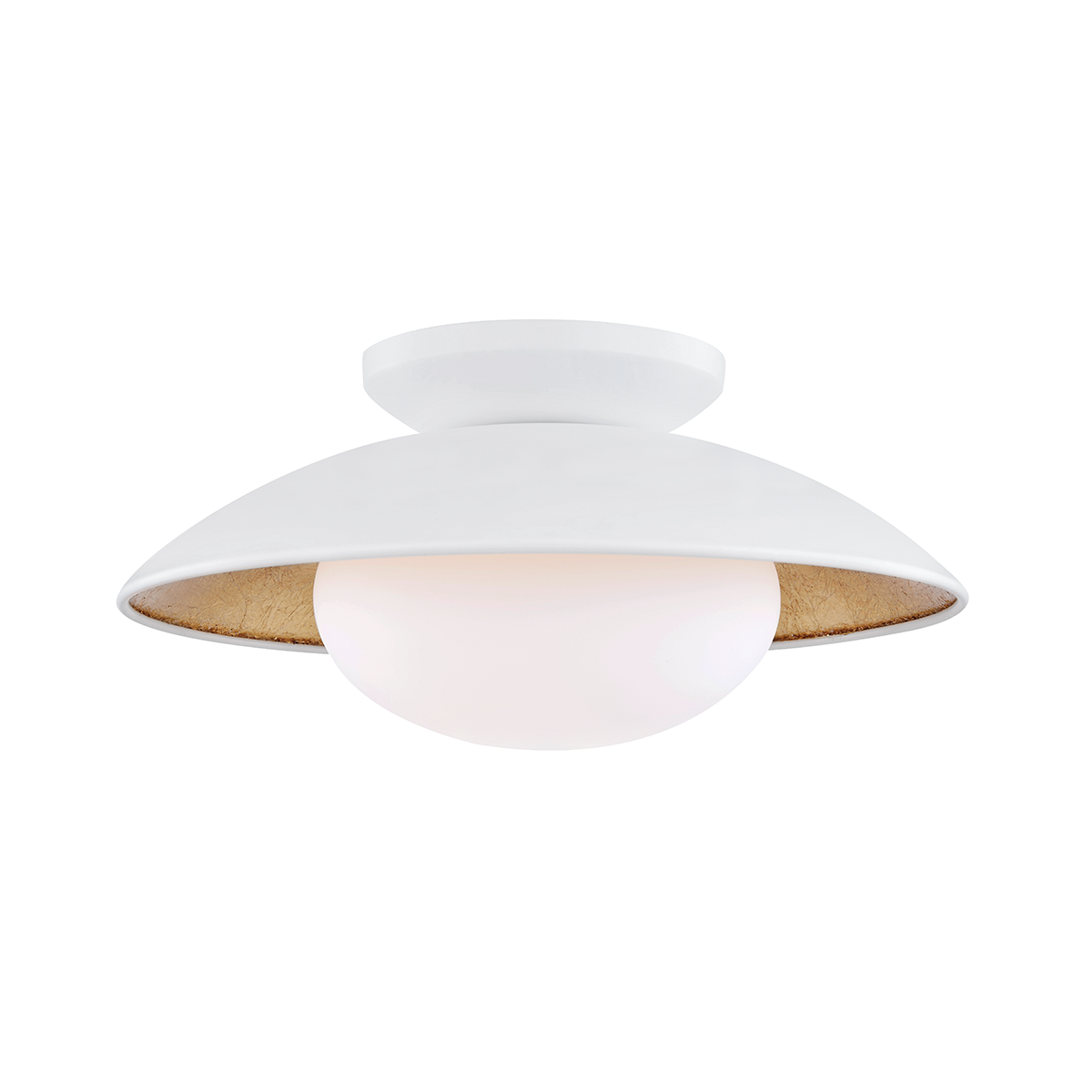 Cadence Semi Flush - 1-Light - White Lustro/Gold Leaf Combo - Mitzi H368601M-WH/GL