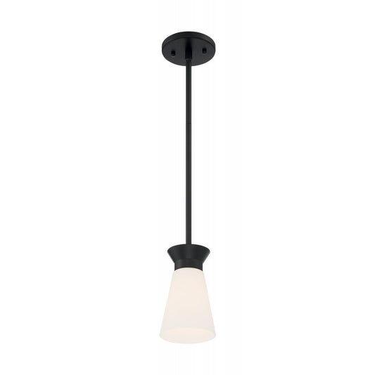 Caleta - 1 Light Mini Pendant with Cylindrical Glass - Black Finish - Satco 60-7314