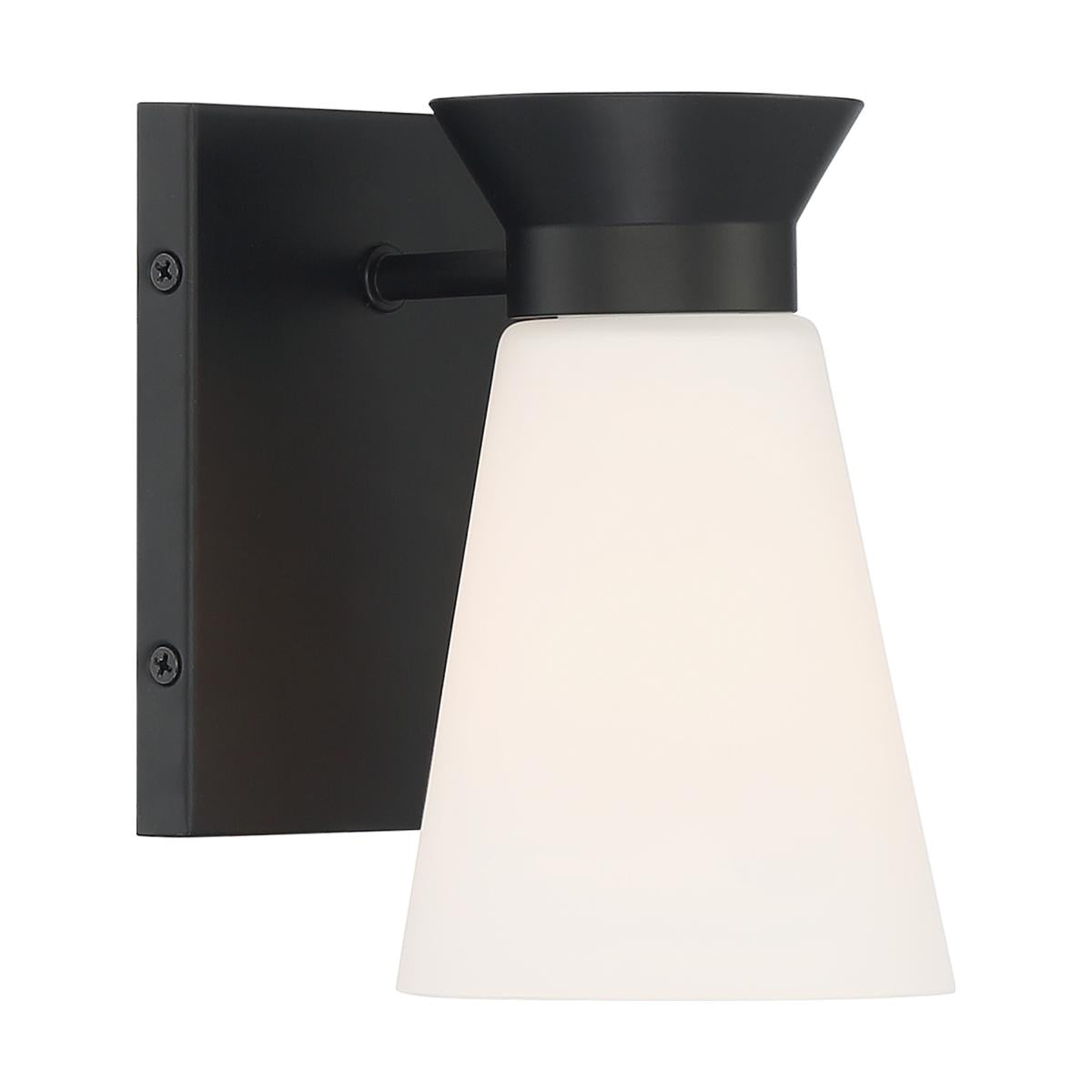 Caleta - 1 Light Sconce with Cylindrical Glass - Black Finish - Satco 60-7311