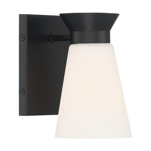 Caleta - 1 Light Sconce with Cylindrical Glass - Black Finish - Satco 60-7311
