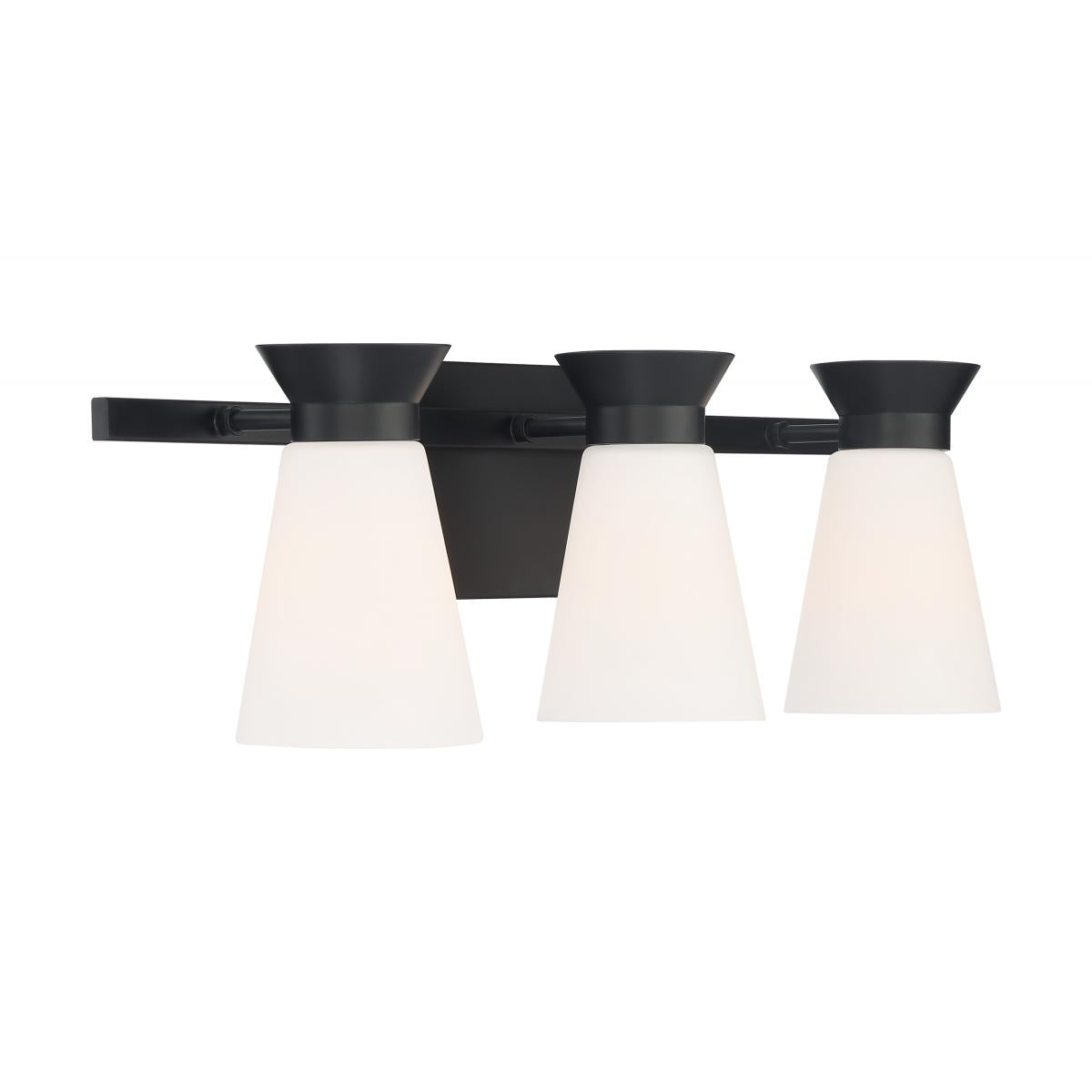 Caleta - 3 Light Vanity with Cylindrical Glass - Black Finish - Satco 60-7313