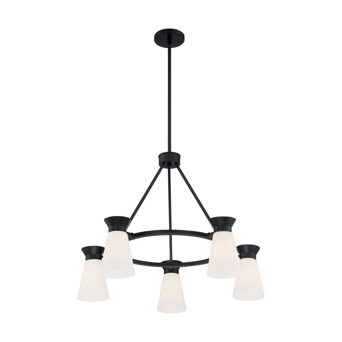 Caleta - 5 Light Chandelier with Cylindrical Glass - Black Finish - Satco 60-7315