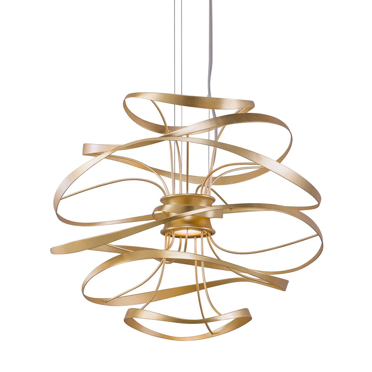 Calligraphy Mini Chandelier - Gold Leaf/Stainless Steel by Corbett Lighting