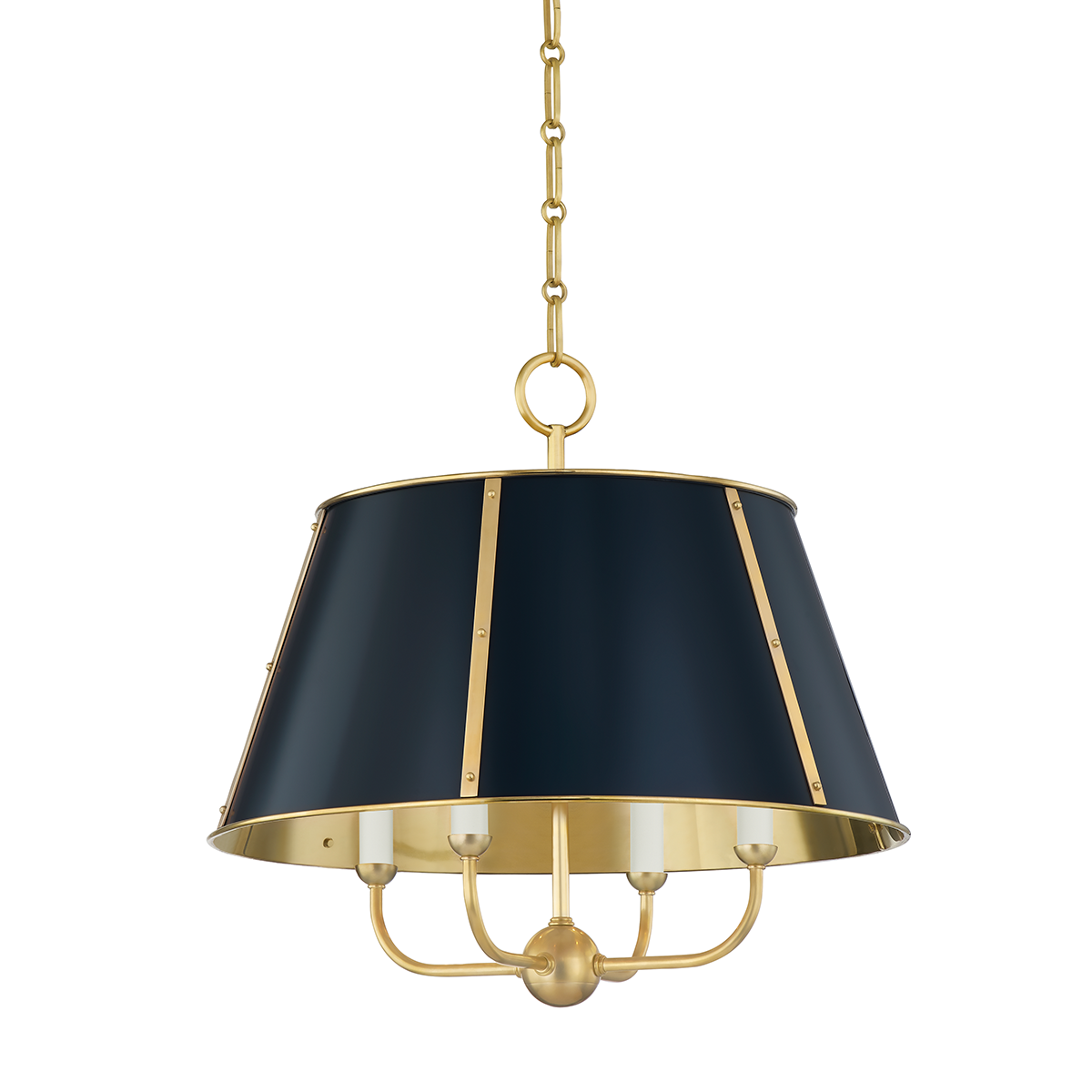 Cambridge Chandelier - 4-Light - Aged Brass/Darkest Blue by Hudson Valley Lighting