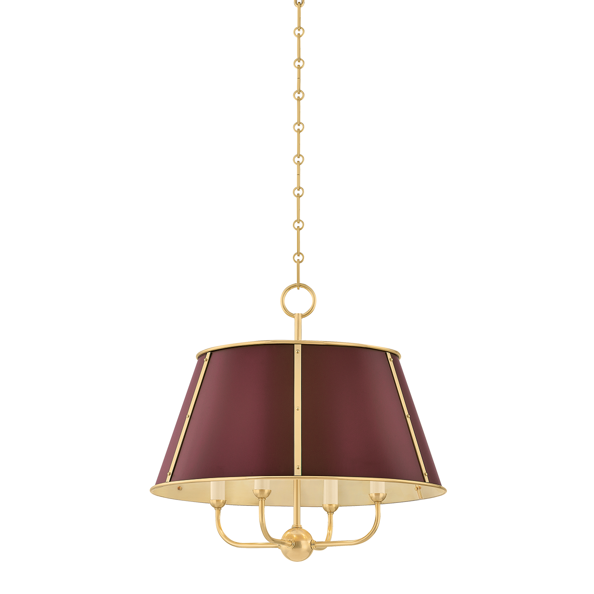 Cambridge Chandelier - 4-Light - Aged Brass/Soft Crimson by Hudson Valley Lighting