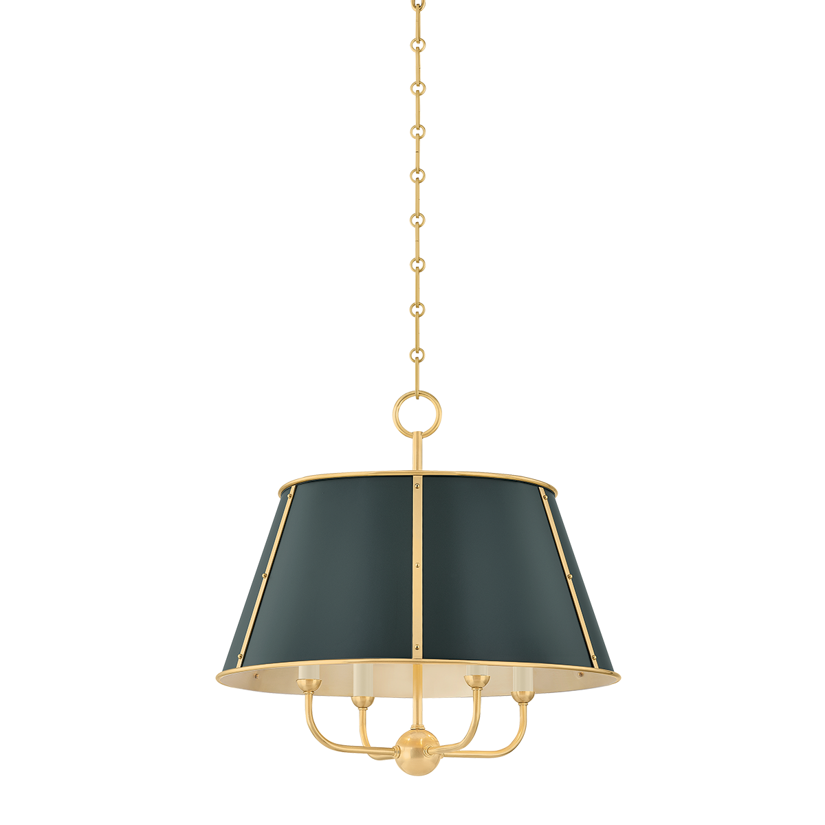 Cambridge Chandelier - 4-Light - Aged Brass/Soft Studio Green by Hudson Valley Lighting