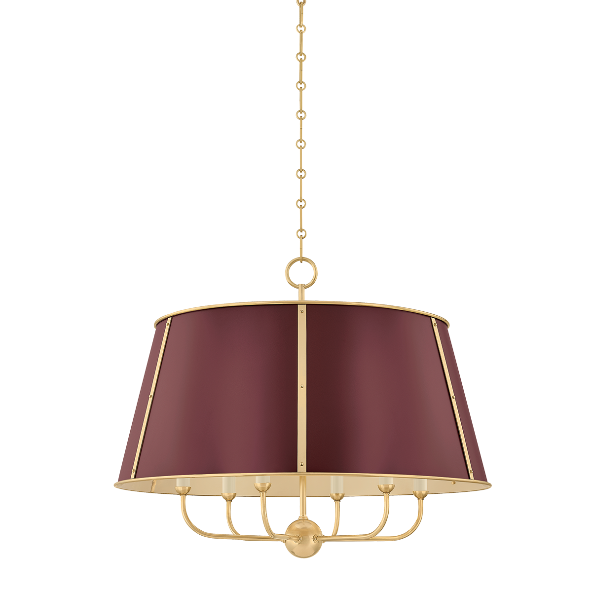 Cambridge Chandelier - 6-Light - Aged Brass/Soft Crimson by Hudson Valley Lighting