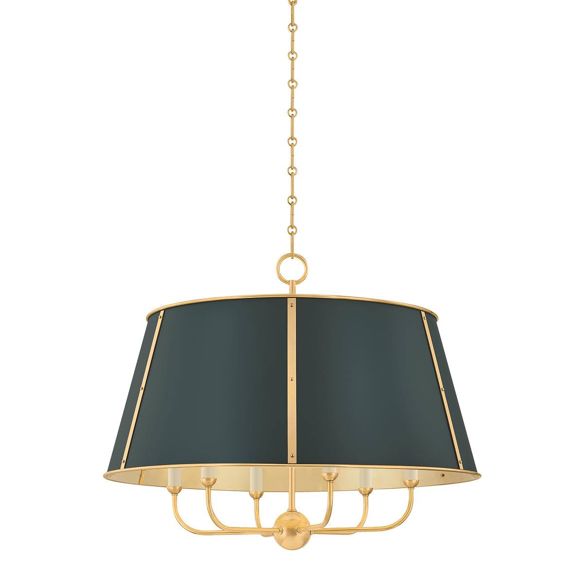 Cambridge Chandelier - 6-Light - Aged Brass/Soft Studio Green by Hudson Valley Lighting