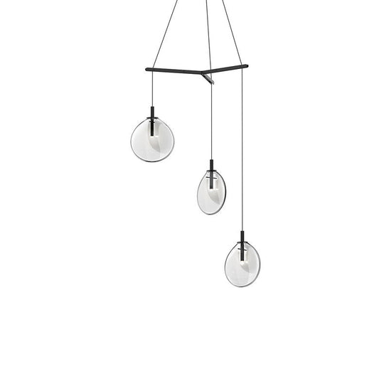 Cantina Small 3-Light Tri-Spreader LED Chandelier - Satin Black - Clear Glass by SONNEMAN