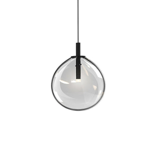 Cantina Small LED Single Pendant - Satin Black - Clear Glass by SONNEMAN
