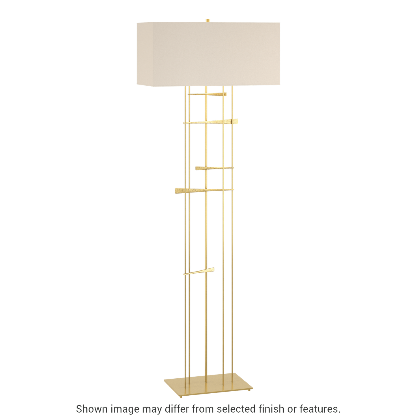 Cavaletti Floor Lamp - Modern Brass - Flax Shade by Hubbardton Forge