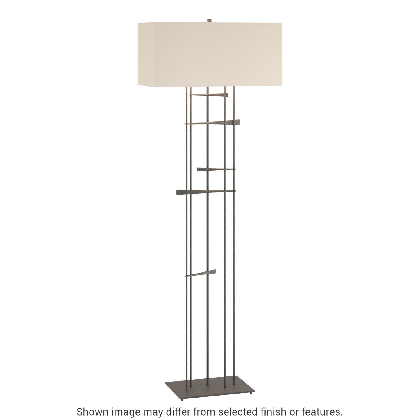 Cavaletti Floor Lamp - Natural Iron - Flax Shade by Hubbardton Forge