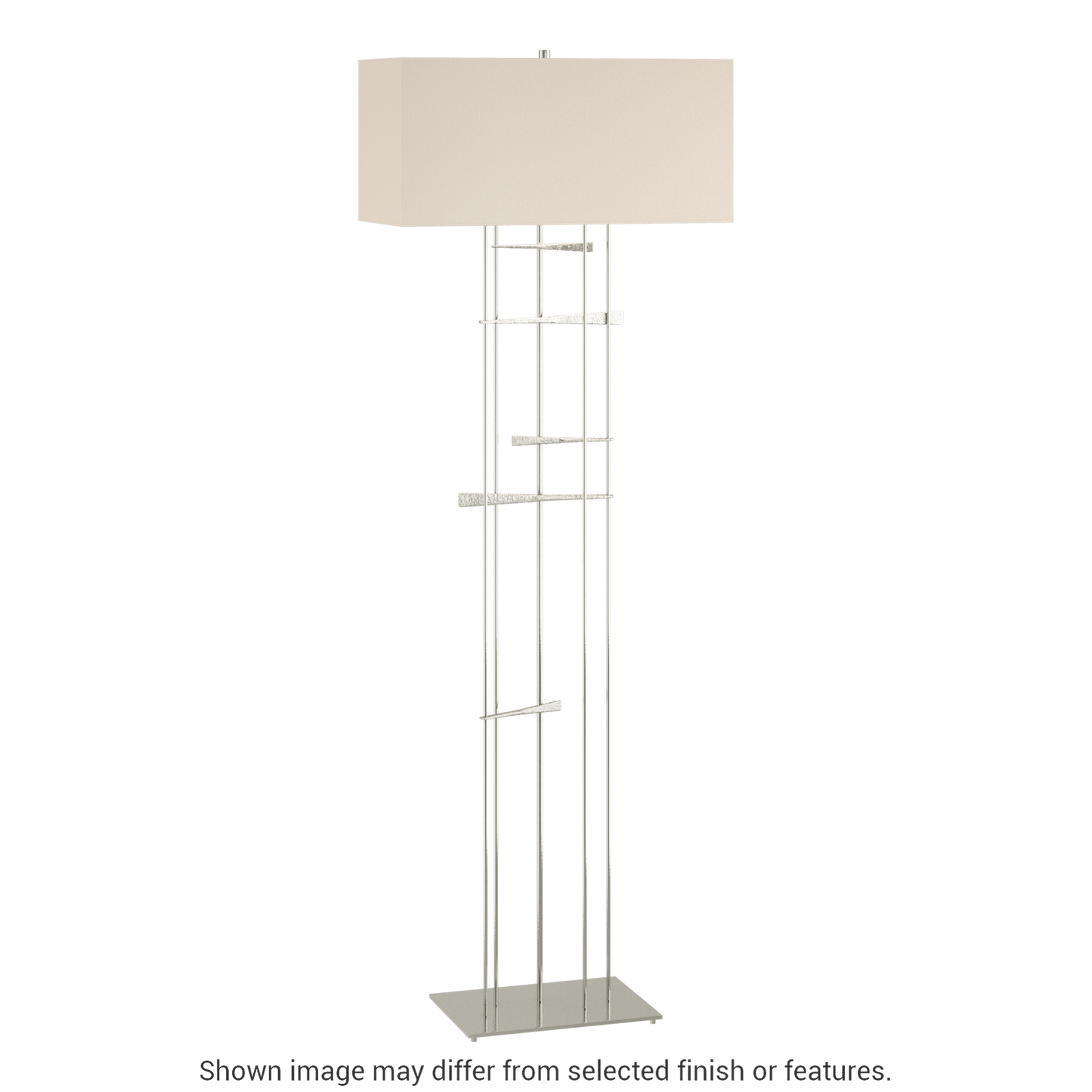 Cavaletti Floor Lamp - Sterling - Flax Shade by Hubbardton Forge