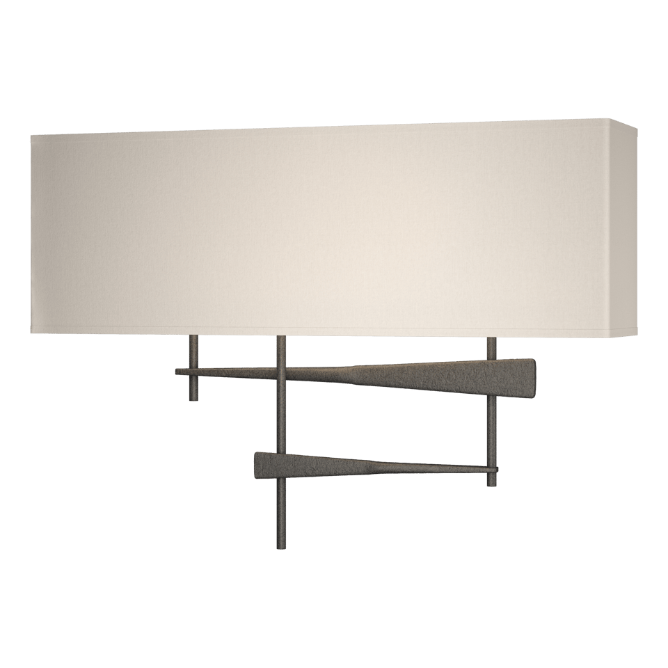 Cavaletti Sconce - Natural Iron - Flax Shade by Hubbardton Forge