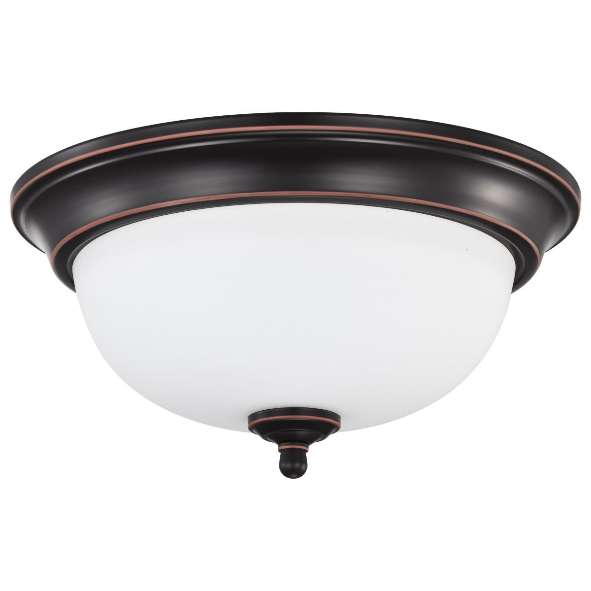 Center Lock 13 Inch LED Flush Mount - 19 Watt - 3000K - Mahogany Bronze Finish - Frosted Glass - Satco 62-1558