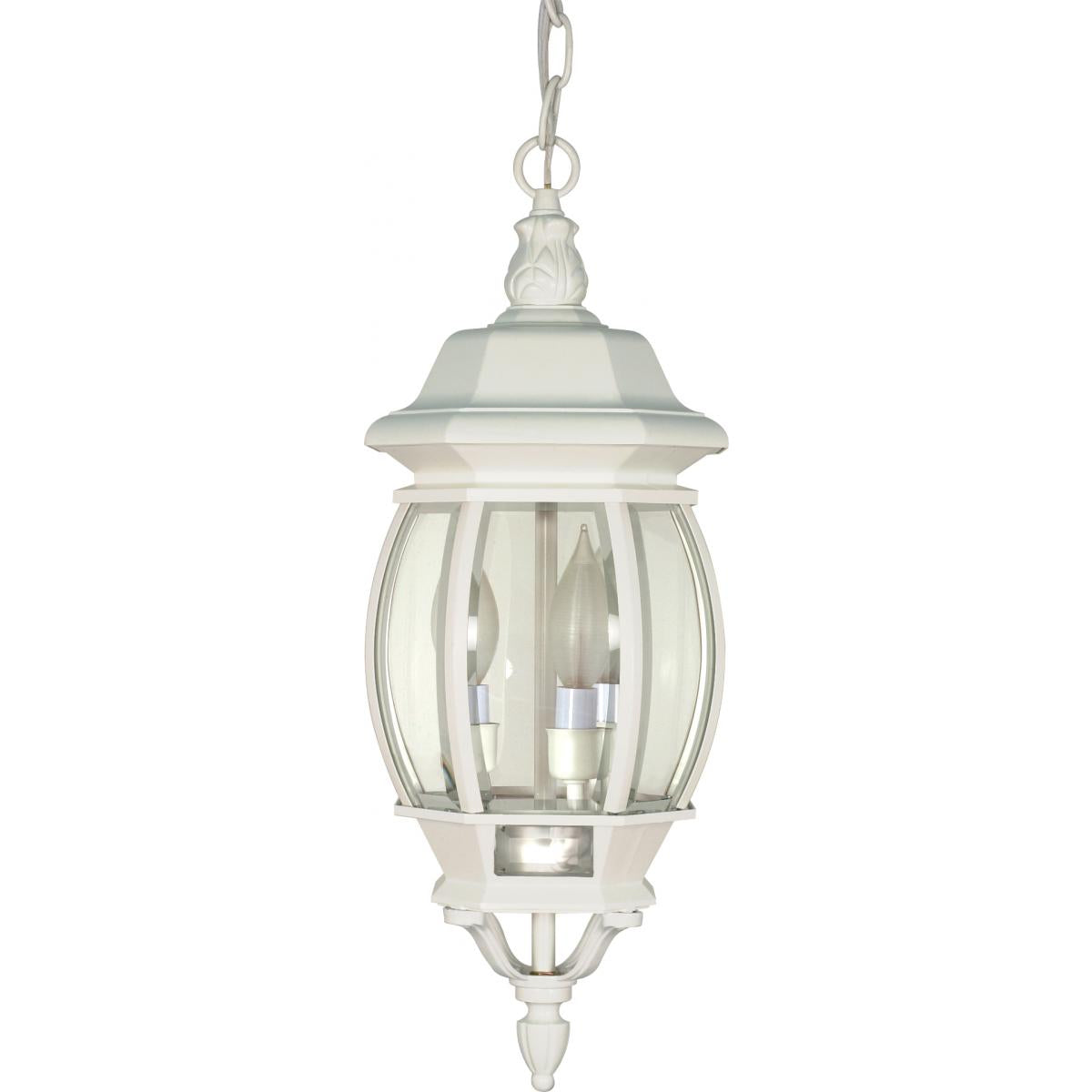 Central Park - 3 Light 20" Hanging Lantern with Clear Beveled Glass - White Finish - Satco 60-894