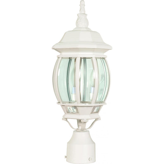 Central Park - 3 Light 21" Post Lantern with Clear Beveled Glass - White Finish - Satco 60-897
