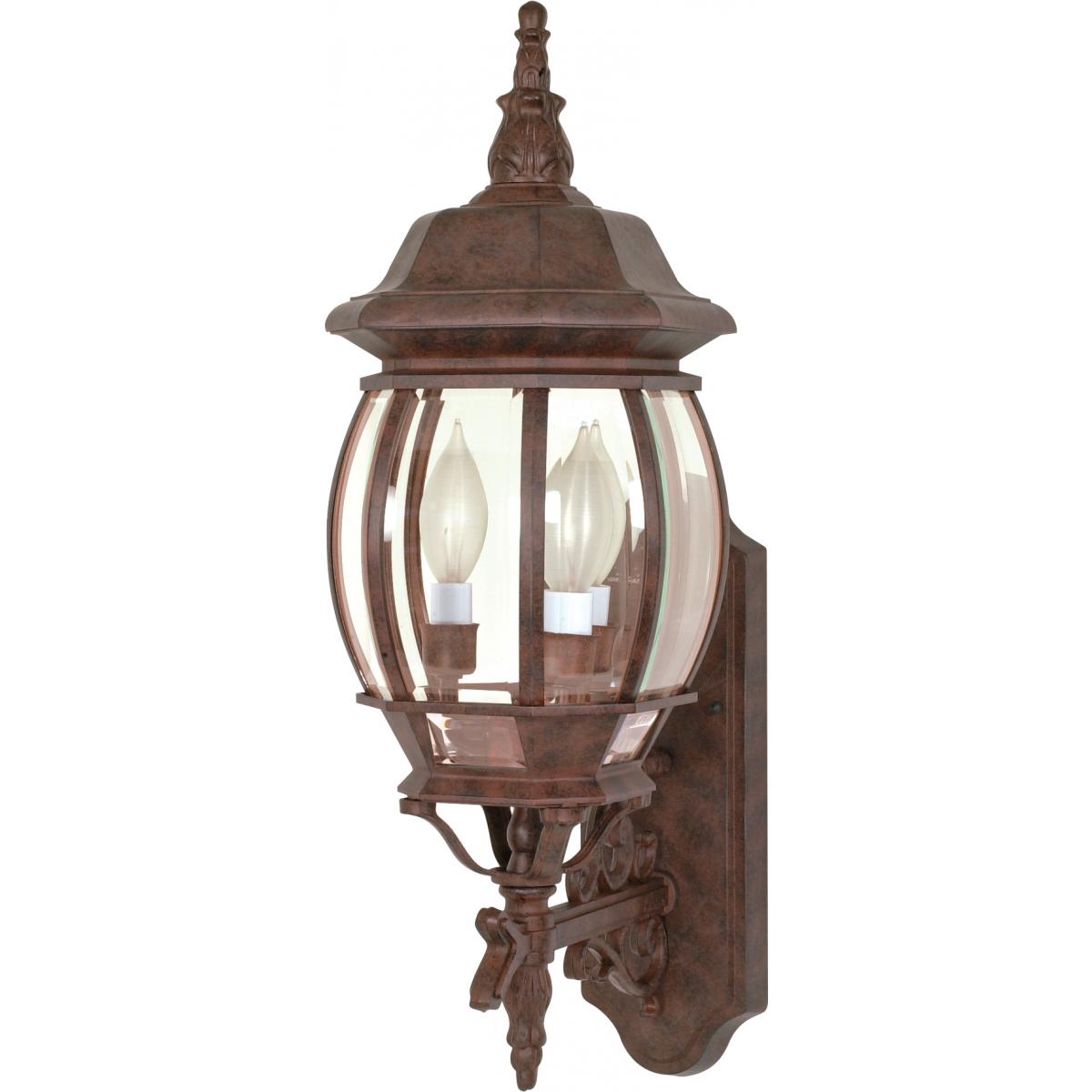 Central Park - 3 Light 22" Wall Lantern with Clear Beveled Glass - Old Bronze Finish - Satco 60-889