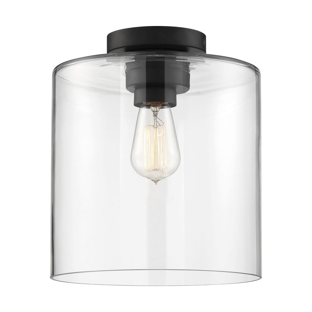 Chantecleer - 1 Light Semi Flush - with Clear Glass - Matte Black Finish - Satco 60-6779