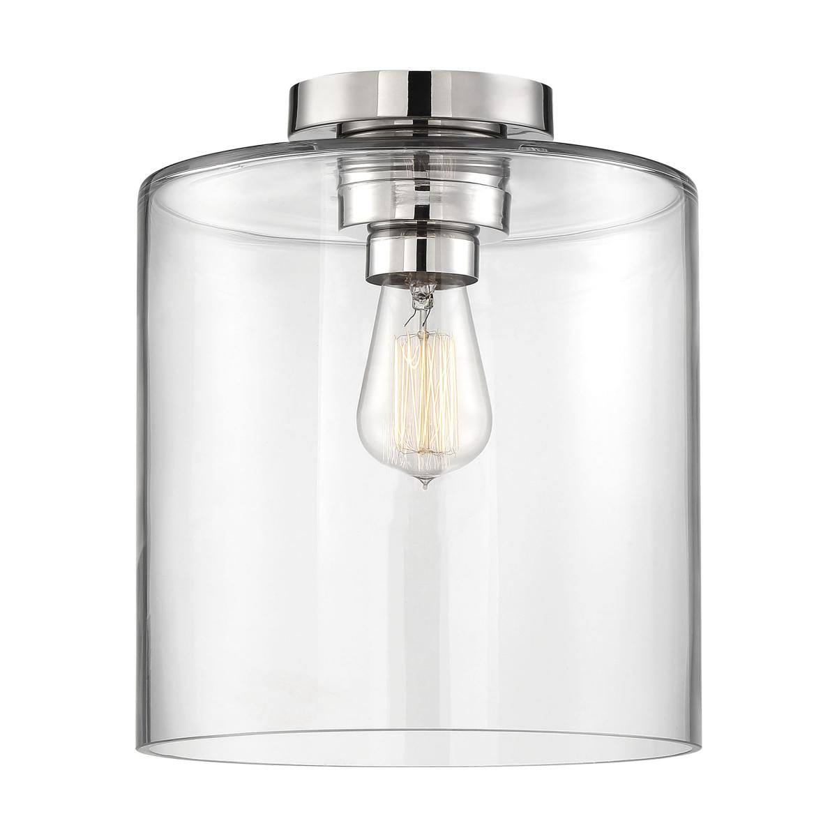 Chantecleer - 1 Light Semi Flush - with Clear Glass - Polished Nickel Finish - Satco 60-6778